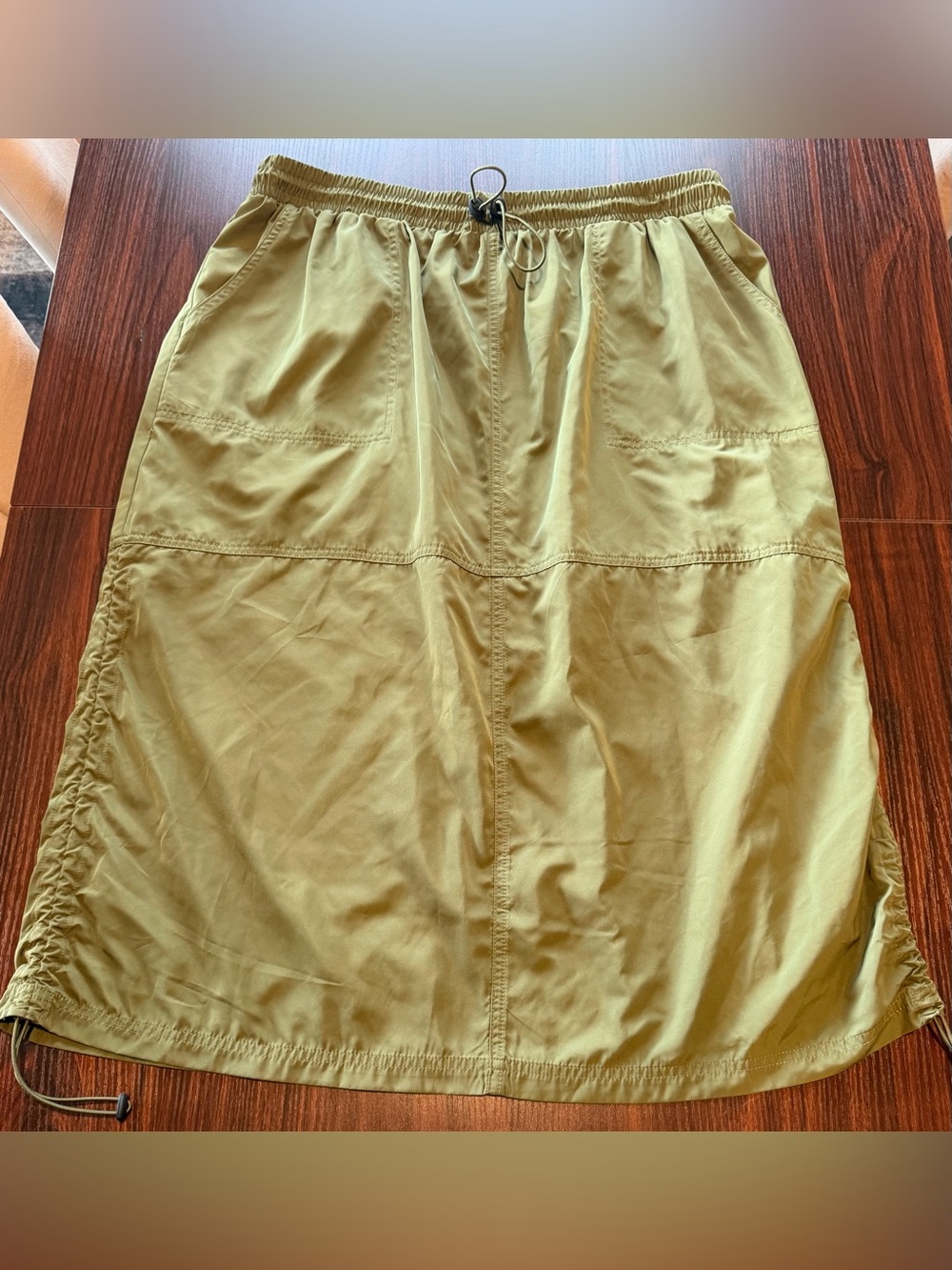 NWT Wild Fable Olive Green Parachute Cargo Midi Skirt with Slit Back Size XL